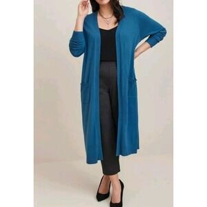 New Torrid Longline Cardigan Button Sweater Blue Size Large 00 Cozy Lightweight